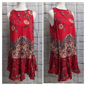 Free People Intimately Red Dobby Dot Dress Size Medium
